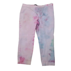 Talbots Chatham Womens Pink Tie Dye Pants 16 Petite Career Stretch